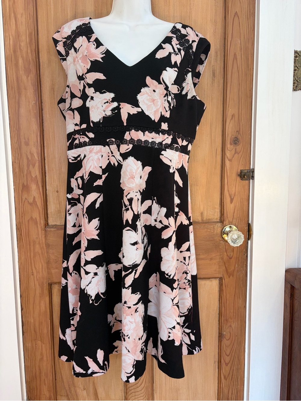 Karl Lagerfeld Black Dress with Blush Floral Print
